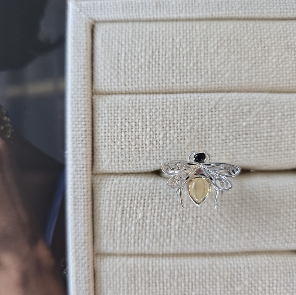 Awe Inspired Citrine Bee Ring Sterling Silver size 8 - Picture 3 of 6